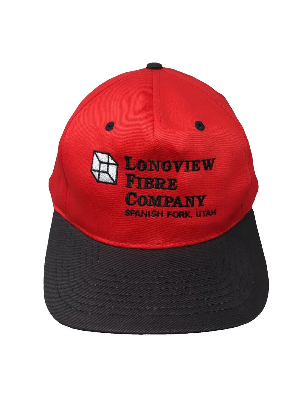 TC Longview Fibre Company Spanish Fork Utah Red Black Snapback Hat One Size OSFM
